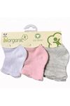 Bibaby Biorganik Desenli Basic 3'Lü Çorap 68344 Pembe Ekru Gri